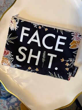 Black 'Face Sh!t' Floral Cosmetic Bag
